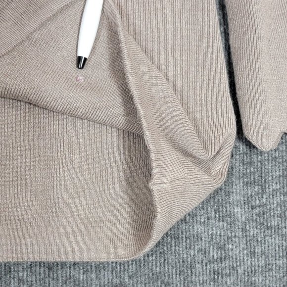 Philosophy Sweater Womens Small Taupe Brown Knit 3/4 Sleeve Scalloped Pullover - Picture 11 of 14